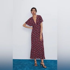 Zara Floral Print Maxi Dress, Size Small